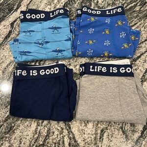 Life Is Good Boys' 4-Pack Boxer Briefs — Light Blue, Royal Blue, Navy, Gray